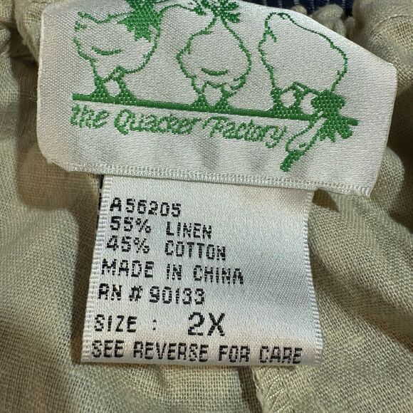 Quacker Factory Linen Pants Womens 2X Beige Boho Coastal Resortcore Lagenlook - Picture 3 of 9